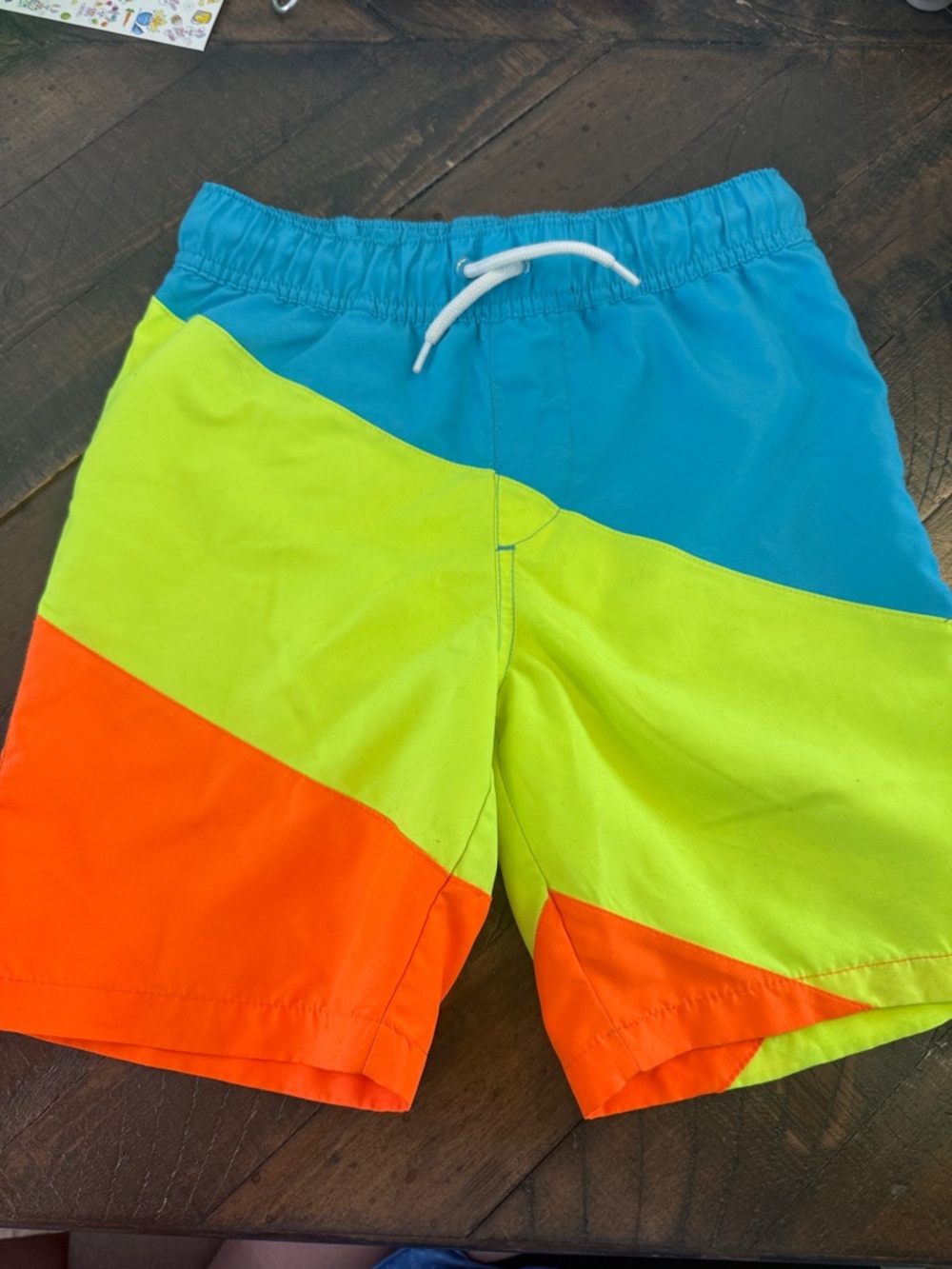 Kids Colorblock Swim Shorts in Blue, Lime & Orange